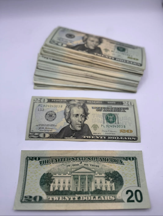 American Prop Money $20 Bills $2,000 Full Print 1 Stack (100pcs)