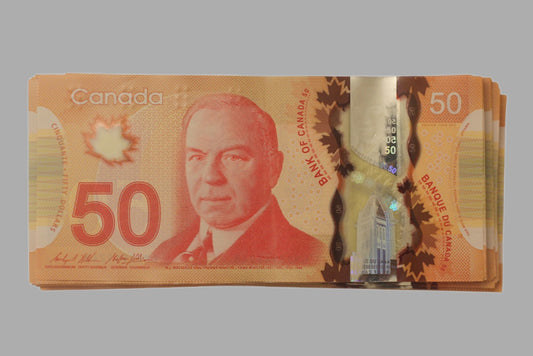 Canadian Prop Money $50 Bills $5,000 Full Print 1 Stack (100pcs)